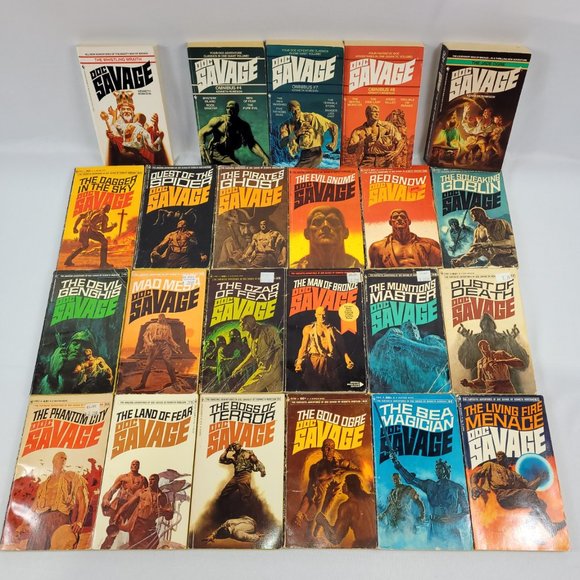 Doc Savage 26 Vintage Book Lot Kenneth Robeson Paperback & Hardcover Set Omnibus - Picture 2 of 3